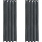 vidaXL Rideaux occultants, 2 pièces, gris clair, 140 x 225 cm, velours