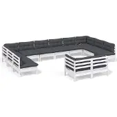 vidaXL Ensemble salon de jardin 12 pièces avec coussins blanc pin massif