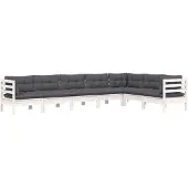 vidaXL Ensemble salon de jardin 7 pièces avec coussins blanc pin massif