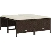 vidaXL Tabourets de jardin avec coussins lot de 4 marron poly rotin