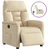 vidaXL Fauteuil relax électrique Crème Tissu
