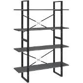 vidaXL Bibliothèque à 4 niveaux Gris 100x30x140 cm Bois de pin massif