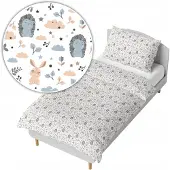 ANKRAS Parure de lit enfant 140x200 motifs Jeżyki Zajączki