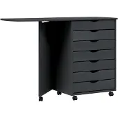 vidaXL Armoire roulante avec bureau MOSS gris bois de pin solide