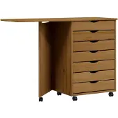 vidaXL Armoire roulante avec bureau MOSS marron miel bois de pin