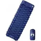 vidaXL Matelas de camping autogonflant oreiller 1 personne bleu marine