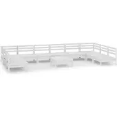 vidaXL Ensemble de salon de jardin 11 pièces blanc pin massif