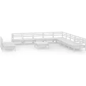 vidaXL Ensemble salon de jardin 12 pièces pin massif blanc
