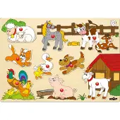 Woody Puzzle sur planche - animaux de la ferme