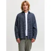 Jack & Jones Chemise 'JJCarter' bleu marine / bleu foncé / blanc