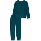 Schiesser Pyjama long 'Modern Bonded' pétrole / vert foncé