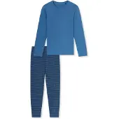 Schiesser Pyjama long ' Casual Essentials ' aqua