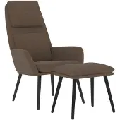 vidaXL Fauteuil relax avec pouf Marron Tissu