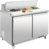 Polar Saladette avec plan de travail et roulettes | 2 portes | 405L