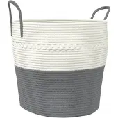 vidaXL Panier de rangement gris et blanc Ø43x38 cm coton