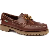 Sebago pour homme. 7001HU0 Ranger Chaussures de bateau en cuir cireux marron (44), Plat, 1 à 3 cm, Lacets, Casuel