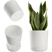 Kadax Pot de fleurs rond Satina 15 avec soucoupe | Blanc