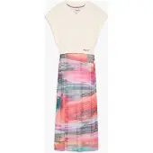 Desigual Robe bleu pastel / gris foncé / rose clair / rouge pastel