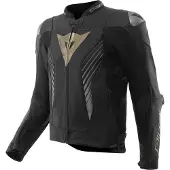 Dainese Super Speed 5, veste en cuir pour moto, noire/dorée, taille 52