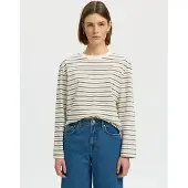 Selected T-shirt 'SLFESSENTIAL' beige / marron / brun foncé