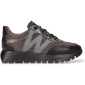 Wonders pour femme. A-24110 Baskets en Cuir Odisei gris (39), Noir, Plat, 1 à 3 cm, Lacets, Casuel