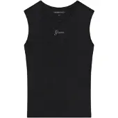 GUESS pour femme. W6YP17K3881 Top avec logo en strass noir (S), Casuel, Modal, Sans manches / bretelles