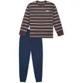 Schiesser Pyjama ' Nightwear ' bleu foncé / brun foncé