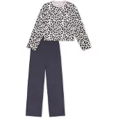 Schiesser Pyjama ' Nightwear ' bleu foncé / gris clair / blanc