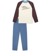 Schiesser Pyjama ' Nightwear ' bleu clair / brun foncé / blanc cassé