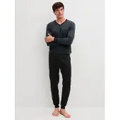 Calida Pyjama long 'Relax Streamline' noir