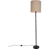 QAZQA Lampadaire moderne noir avec abat-jour bouclé beige 40 cm - Simplo