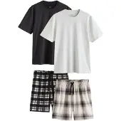 Next Pyjama court écru / gris clair / gris foncé / noir