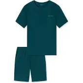 Schiesser Pyjama court ' Modern Bonded ' pétrole / vert foncé