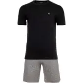 Emporio Armani Pyjama court gris chiné / noir