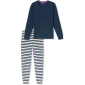 Schiesser Pyjama 'Casual Essentials' bleu foncé / blanc