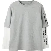 Name it T-Shirt 'NKMLAUGE' gris chiné / noir / blanc