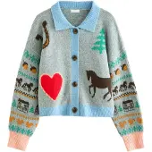 Next Cardigan bleu clair / brun foncé / gris / rouge