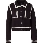 Pinko Cardigan 'NEW SULCIS' chocolat / blanc