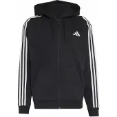 Adidas Veste de survêtement 'Essentials 3-Stripes Fleece Full-Zip' noir / blanc