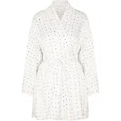 Hunkemoller Robe de chambre 'Dolly' noir / blanc
