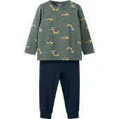 Name It Mini Pyjama 'NMMExcavator' bleu foncé / olive / orange
