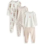 Next Pyjama beige / nude / brun foncé / blanc