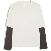 Bershka T-Shirt écru / anthracite