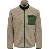 Only & Sons Veste en polaire 'ONSDALLAS' beige foncé / vert foncé