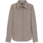 BOSS Chemisier Slim en flanelle de laine et de lin