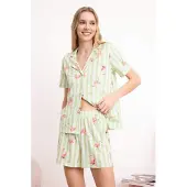 Trendyol Pyjama crème / vert clair / rose