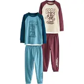 Next Pyjama beige clair / bleu ciel / bleu foncé / bourgogne