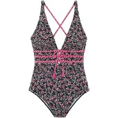 LASCANA Maillot de bain magenta / noir / blanc