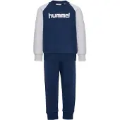 Hummel Survêtement bleu foncé / gris chiné / blanc