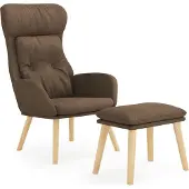 vidaXL Fauteuil relax avec pouf Marron Tissu